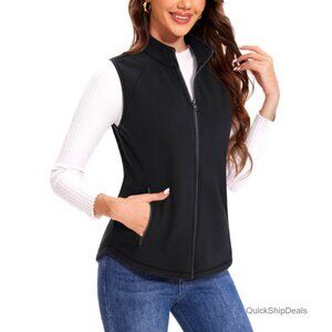 Women's Fleece Vest with Zipper Pockets Lightweight Warm Sleeveless Jacket
